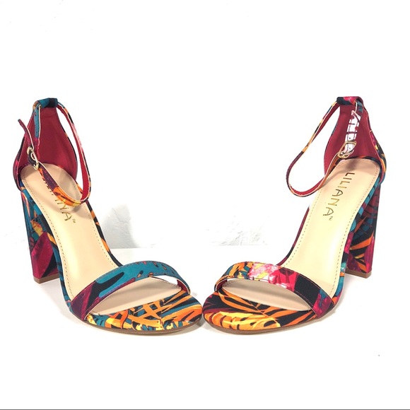 Liliana Multi-Color Block Heels Open Toe - Picture 5 of 5